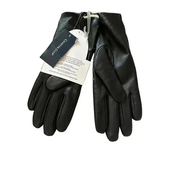 Charter Club Women's Plaid Topstitch Leather Gloves Black XL - Picture 2 of 2